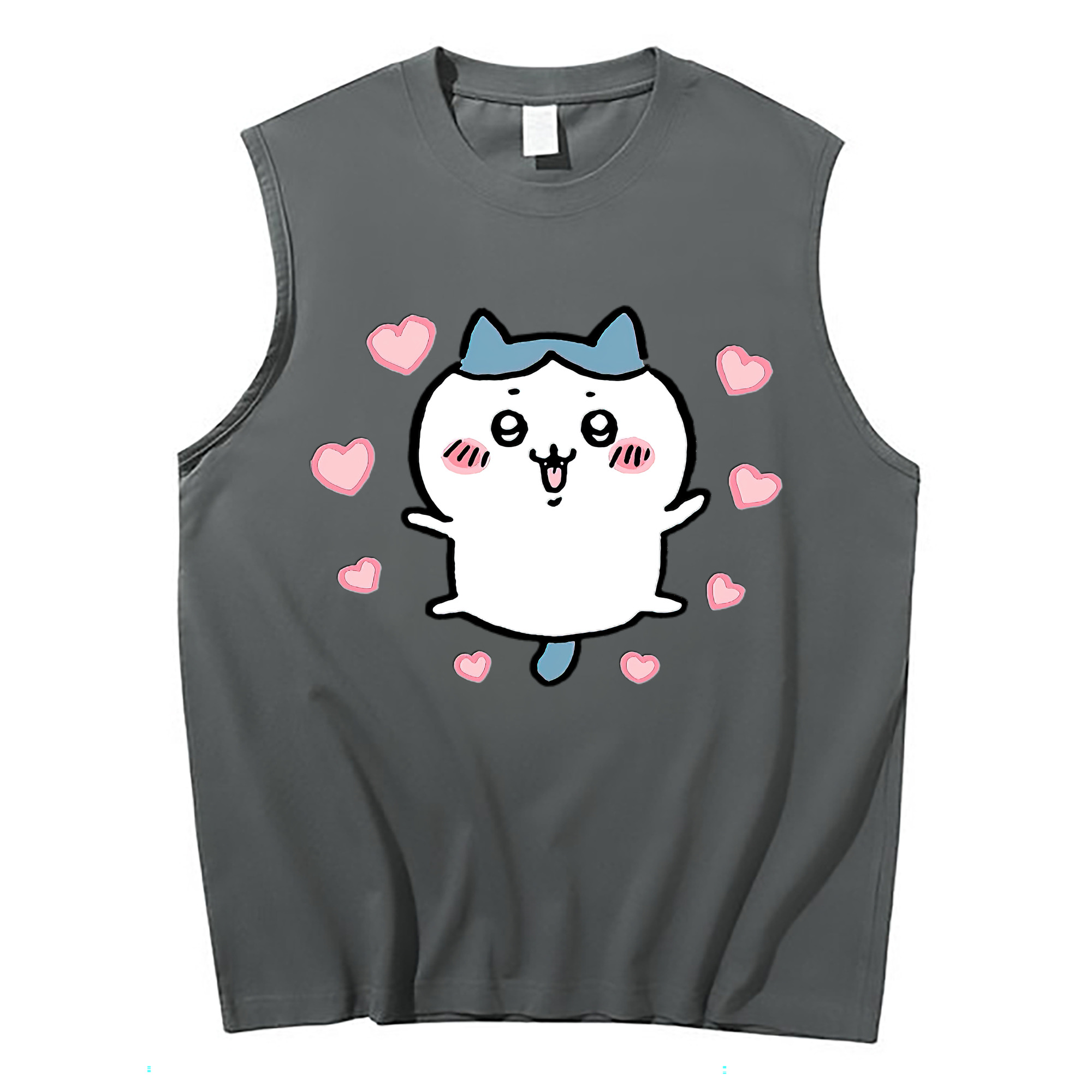 （画像用） ちいかわ ハチワレ Chii-kawa hachiware コットン100％タンクトップ（フロントプリント）